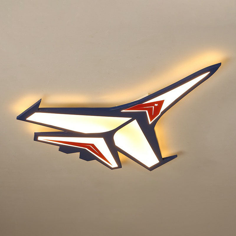 Airplane Bedroom LED Flush Mount Light Acrylic Simplicity Ceiling Light Flush Mount in Blue Blue 31.5" White Clearhalo 'Ceiling Lights' 'Close To Ceiling Lights' 'Close to ceiling' 'Flush mount' Lighting' 2252986