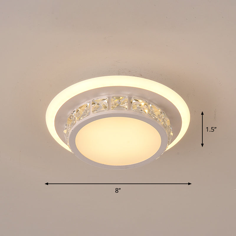 Simplicity Mini LED Flush Mount Light Crystal Corridor Flush Mount Ceiling Lighting White Warm Round Clearhalo 'Ceiling Lights' 'Close To Ceiling Lights' 'Close to ceiling' 'Flush mount' Lighting' 2253329