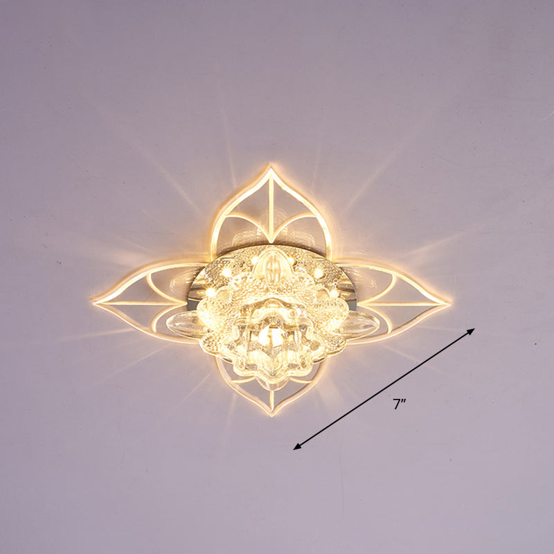 Blossom Crystal Flush Ceiling Light Contemporary Clear LED Flush Mount Lighting for Corridor Clear Warm Clearhalo 'Ceiling Lights' 'Close To Ceiling Lights' 'Close to ceiling' 'Flush mount' Lighting' 2253362