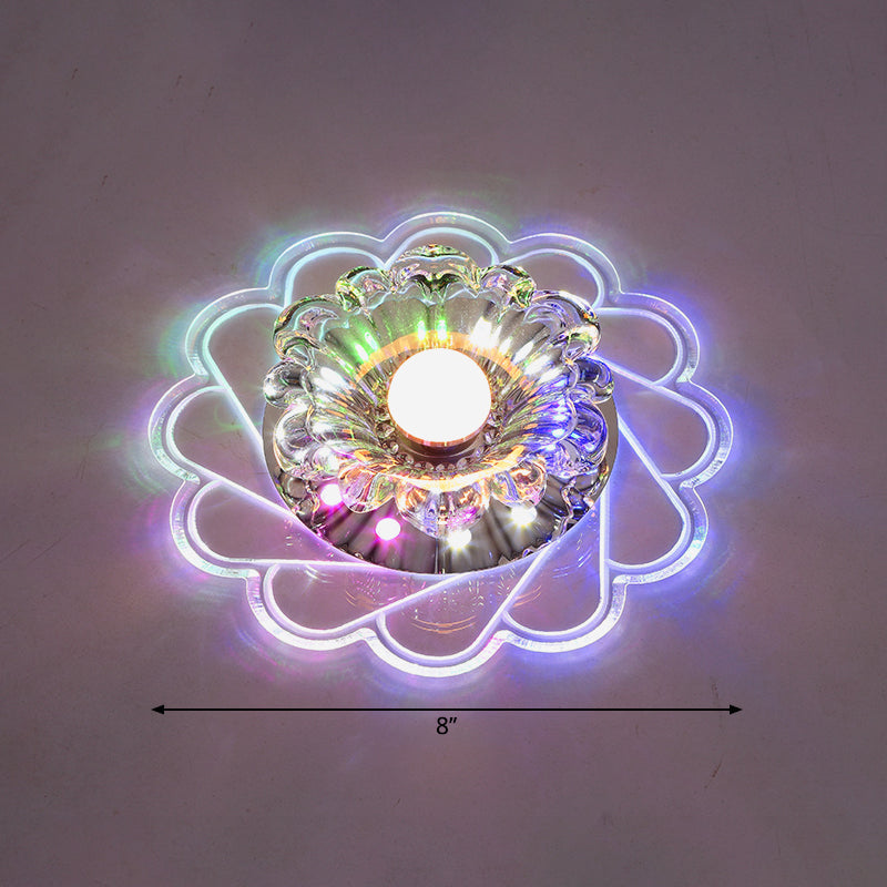 Clear Floral Flush Light Modern Style Crystal LED Flush Ceiling Light Fixture for Hallway Clear Multi Color Clearhalo 'Ceiling Lights' 'Close To Ceiling Lights' 'Close to ceiling' 'Flush mount' Lighting' 2253413