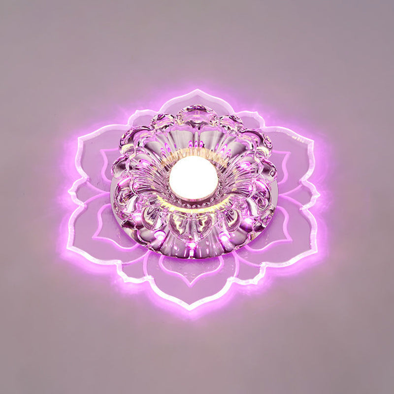 Blossom Shade Crystal Flush Light Modern Style Clear LED Flush Ceiling Light for Foyer Clear Purple Clearhalo 'Ceiling Lights' 'Close To Ceiling Lights' 'Close to ceiling' 'Flush mount' Lighting' 2253454