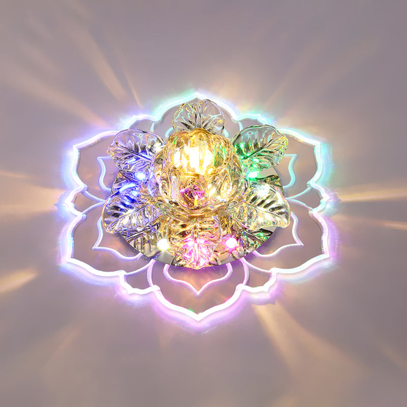 Floral Shade Flush Mount Lighting Minimalist Crystal Clear LED Flush Mount for Corridor Clear Multi Color Clearhalo 'Ceiling Lights' 'Close To Ceiling Lights' 'Close to ceiling' 'Flush mount' Lighting' 2253459