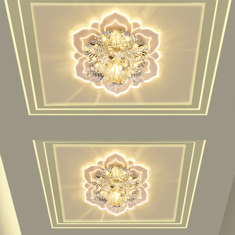 Floral Shade Flush Mount Lighting Minimalist Crystal Clear LED Flush Mount for Corridor Clearhalo 'Ceiling Lights' 'Close To Ceiling Lights' 'Close to ceiling' 'Flush mount' Lighting' 2253461