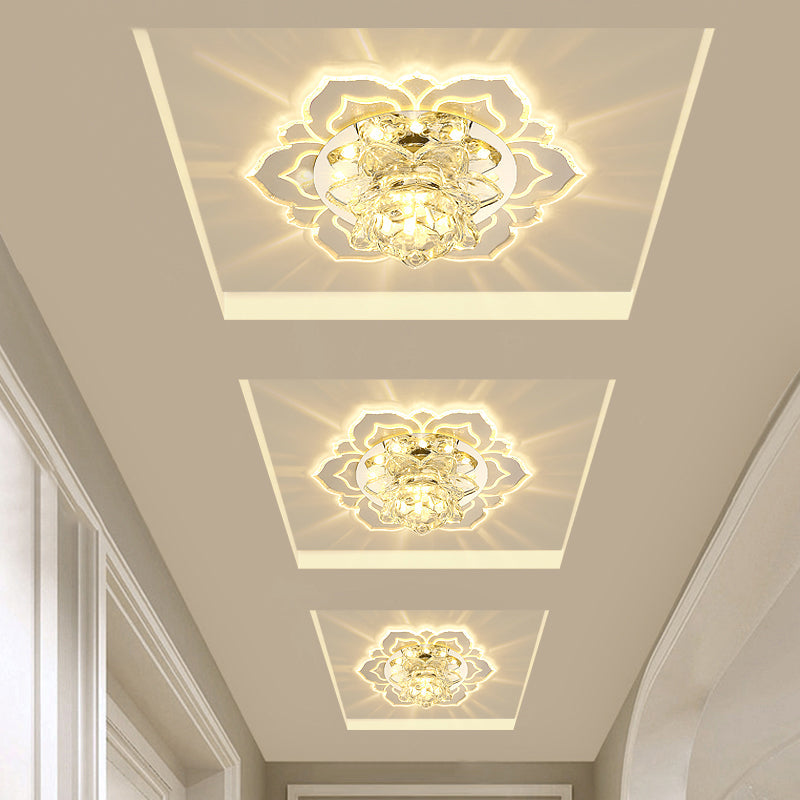 Clear Blossom LED Flush Mount Modern Crystal Flushmount Ceiling Light for Hallway Clearhalo 'Ceiling Lights' 'Close To Ceiling Lights' 'Close to ceiling' 'Flush mount' Lighting' 2253466
