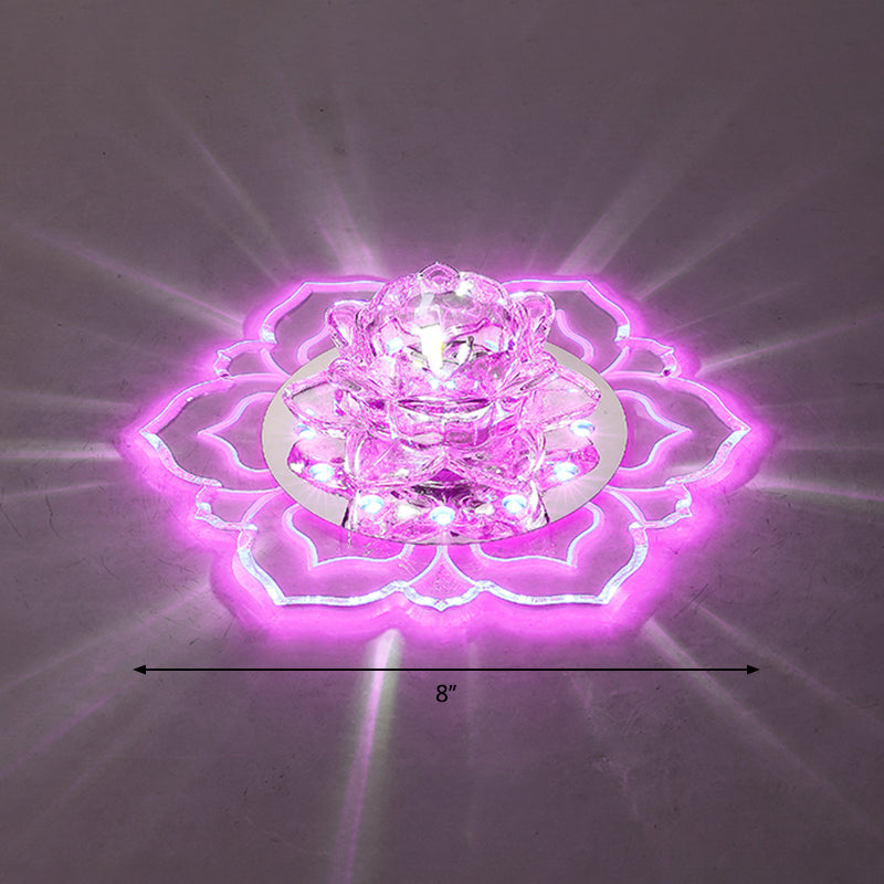 Clear Blossom LED Flush Mount Modern Crystal Flushmount Ceiling Light for Hallway Clear Purple Clearhalo 'Ceiling Lights' 'Close To Ceiling Lights' 'Close to ceiling' 'Flush mount' Lighting' 2253467