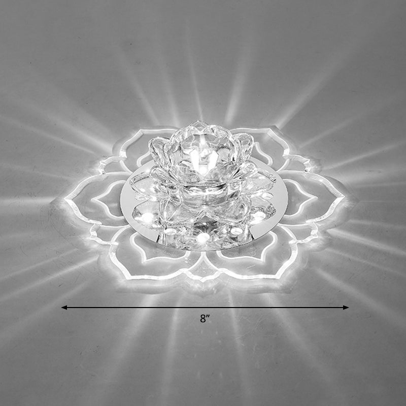 Clear Blossom LED Flush Mount Modern Crystal Flushmount Ceiling Light for Hallway Clear White Clearhalo 'Ceiling Lights' 'Close To Ceiling Lights' 'Close to ceiling' 'Flush mount' Lighting' 2253468