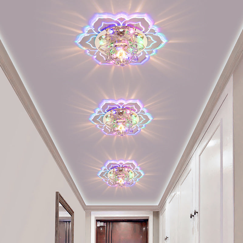 Clear Blossom LED Flush Mount Modern Crystal Flushmount Ceiling Light for Hallway Clearhalo 'Ceiling Lights' 'Close To Ceiling Lights' 'Close to ceiling' 'Flush mount' Lighting' 2253469