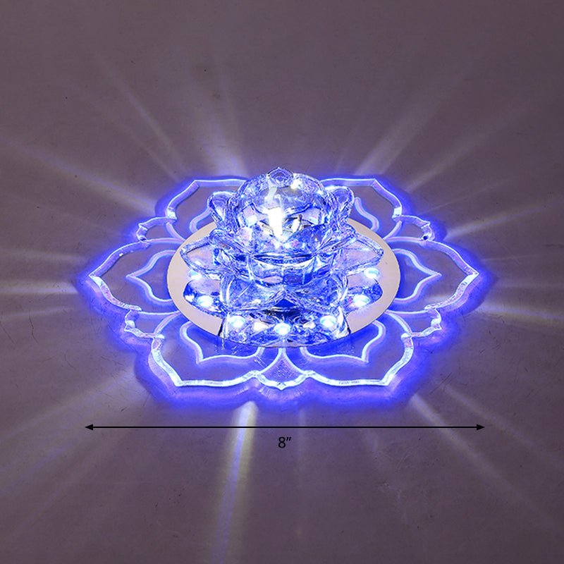 Clear Blossom LED Flush Mount Modern Crystal Flushmount Ceiling Light for Hallway Clear Blue Clearhalo 'Ceiling Lights' 'Close To Ceiling Lights' 'Close to ceiling' 'Flush mount' Lighting' 2253470