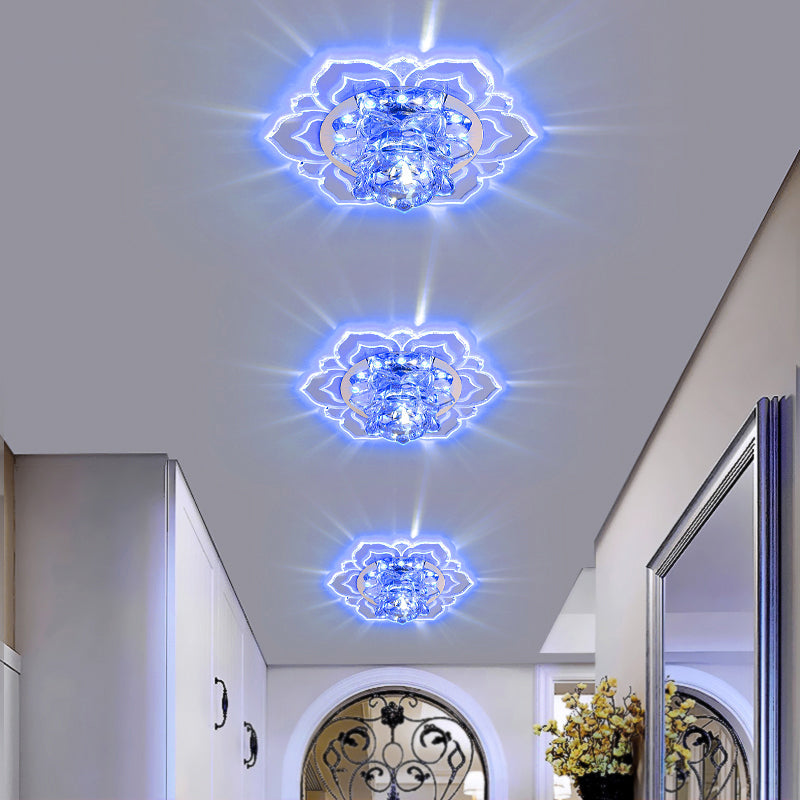 Clear Blossom LED Flush Mount Modern Crystal Flushmount Ceiling Light for Hallway Clearhalo 'Ceiling Lights' 'Close To Ceiling Lights' 'Close to ceiling' 'Flush mount' Lighting' 2253471
