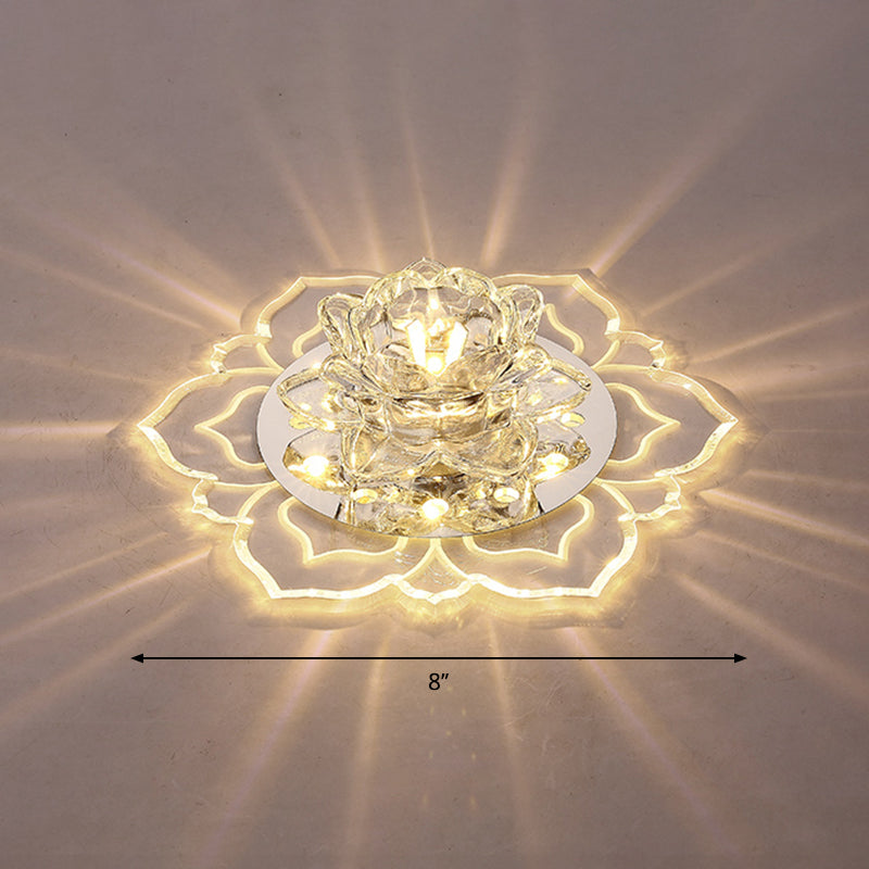 Clear Blossom LED Flush Mount Modern Crystal Flushmount Ceiling Light for Hallway Clear Warm Clearhalo 'Ceiling Lights' 'Close To Ceiling Lights' 'Close to ceiling' 'Flush mount' Lighting' 2253472