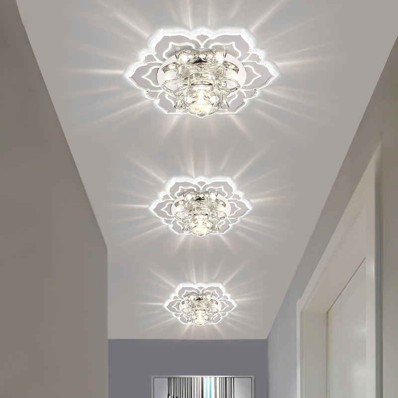 Clear Blossom LED Flush Mount Modern Crystal Flushmount Ceiling Light for Hallway Clearhalo 'Ceiling Lights' 'Close To Ceiling Lights' 'Close to ceiling' 'Flush mount' Lighting' 2253473