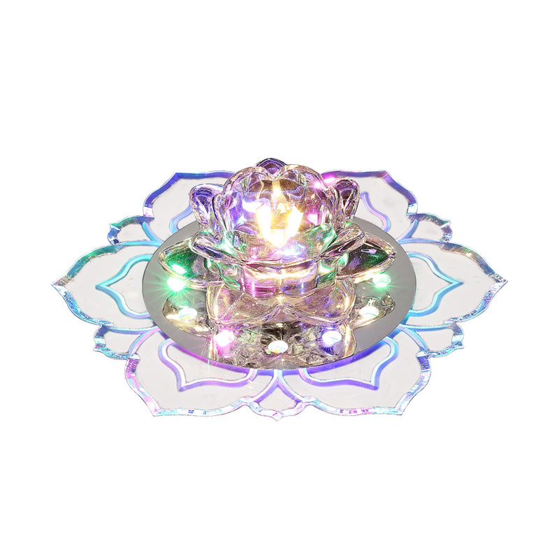 Clear Blossom LED Flush Mount Modern Crystal Flushmount Ceiling Light for Hallway Clearhalo 'Ceiling Lights' 'Close To Ceiling Lights' 'Close to ceiling' 'Flush mount' Lighting' 2253475