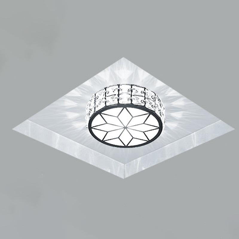 Beveled Crystal Drum Flush Mount Lighting Minimalist Black LED Flush Mount in White Light Clearhalo 'Ceiling Lights' 'Close To Ceiling Lights' 'Close to ceiling' 'Flush mount' Lighting' 2253505