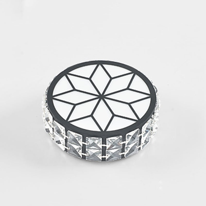 Beveled Crystal Drum Flush Mount Lighting Minimalist Black LED Flush Mount in White Light Clearhalo 'Ceiling Lights' 'Close To Ceiling Lights' 'Close to ceiling' 'Flush mount' Lighting' 2253506