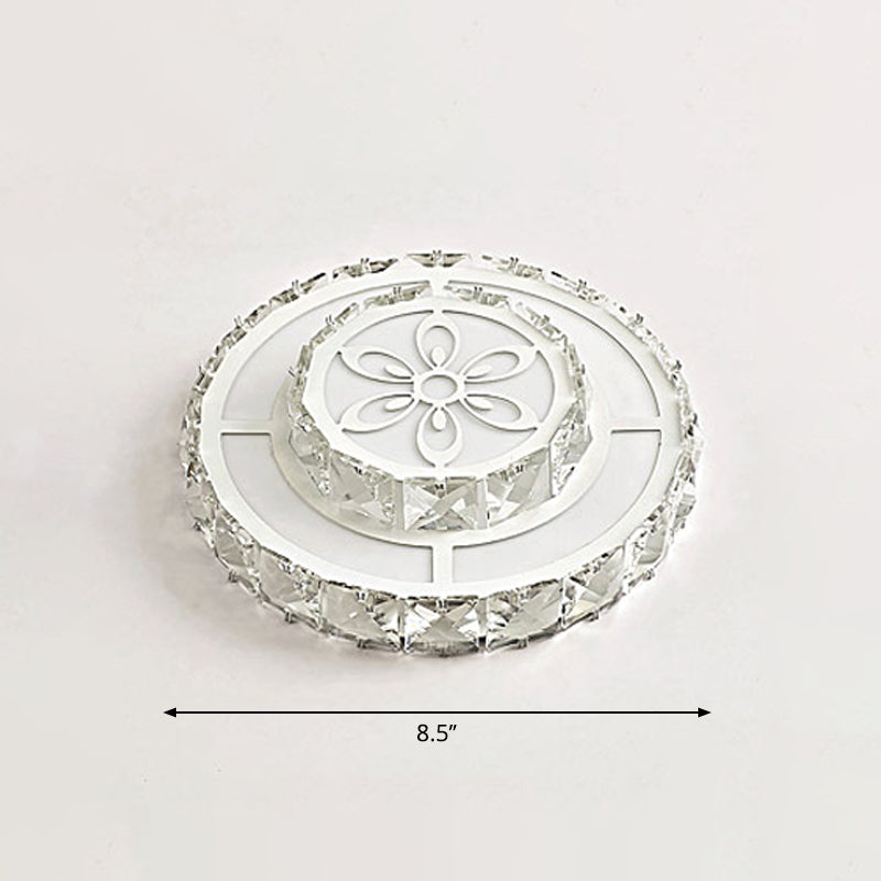 Round Clear Crystal LED Flush Mount Modern White Flushmount Ceiling Light for Entryway Clearhalo 'Ceiling Lights' 'Close To Ceiling Lights' 'Close to ceiling' 'Flush mount' Lighting' 2253512