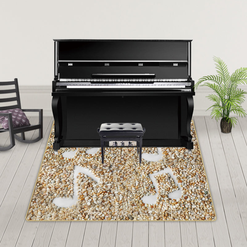 Novelty Home Decoration Rug Multi Color Music Print Area Rug Synthetics Non-Slip Machine Washable Carpet Tan Clearhalo 'Area Rug' 'Rug' 2253680