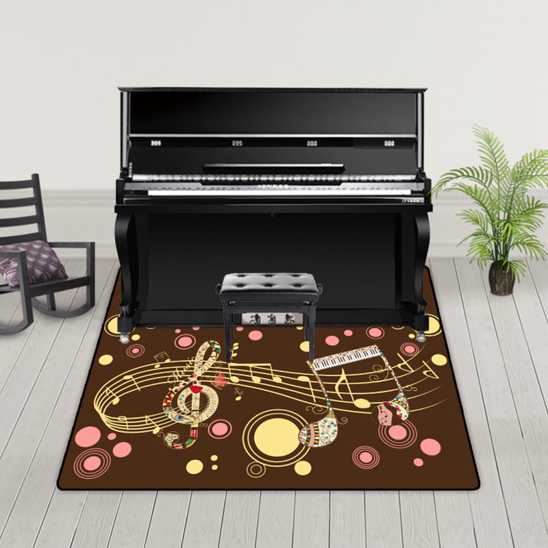 Novelty Home Decoration Rug Multi Color Music Print Area Rug Synthetics Non-Slip Machine Washable Carpet Brown Clearhalo 'Area Rug' 'Rug' 2253684