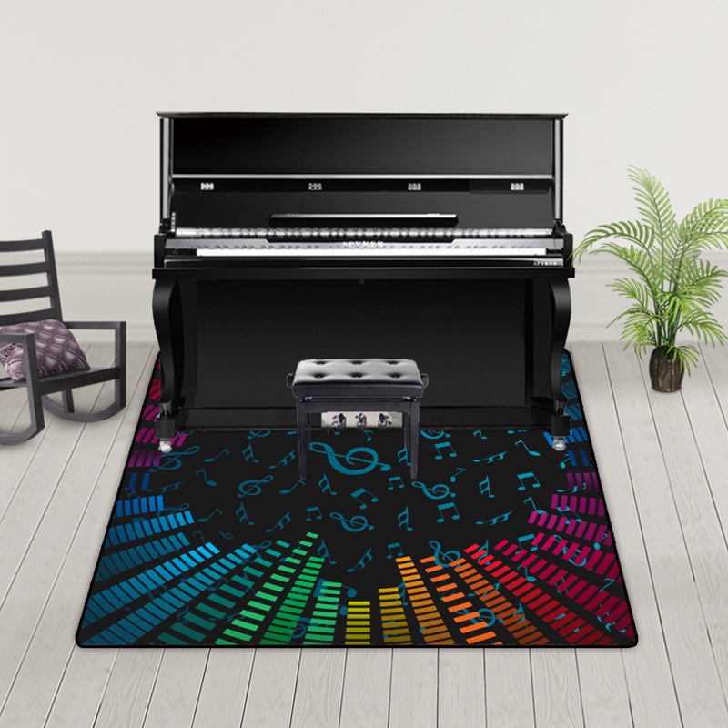 Novelty Home Decoration Rug Multi Color Music Print Area Rug Synthetics Non-Slip Machine Washable Carpet Black Clearhalo 'Area Rug' 'Rug' 2253688