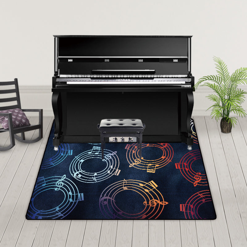 Novelty Home Decoration Rug Multi Color Music Print Area Rug Synthetics Non-Slip Machine Washable Carpet Dark Blue Clearhalo 'Area Rug' 'Rug' 2253689