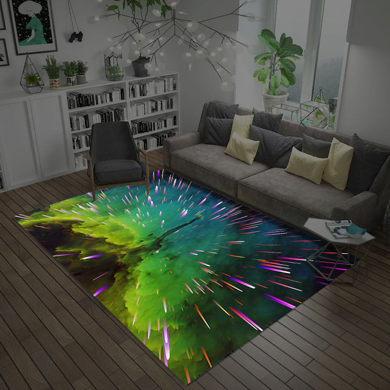 Natural Living Room Rug Multi-Color Space Print Rug Polypropylene Non-Slip Washable Area Carpet Green Clearhalo 'Area Rug' 'Rug' 2253713