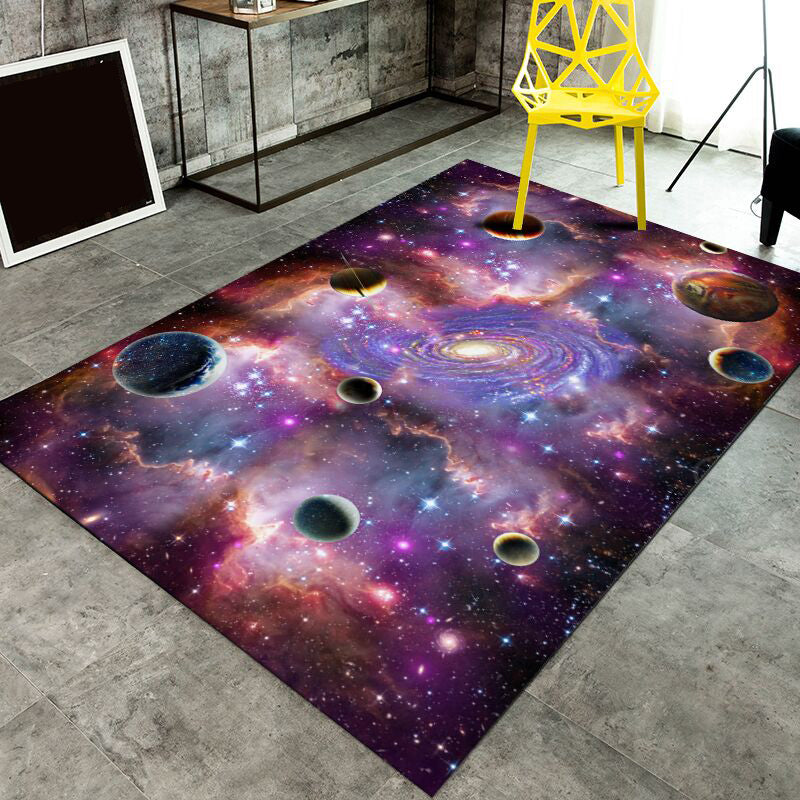 Natural Living Room Rug Multi-Color Space Print Rug Polypropylene Non-Slip Washable Area Carpet Purple-Red Clearhalo 'Area Rug' 'Rug' 2253714