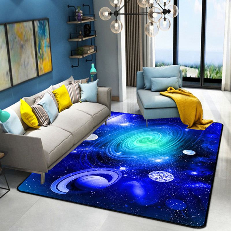 Natural Living Room Rug Multi-Color Space Print Rug Polypropylene Non-Slip Washable Area Carpet Light Blue Clearhalo 'Area Rug' 'Rug' 2253716
