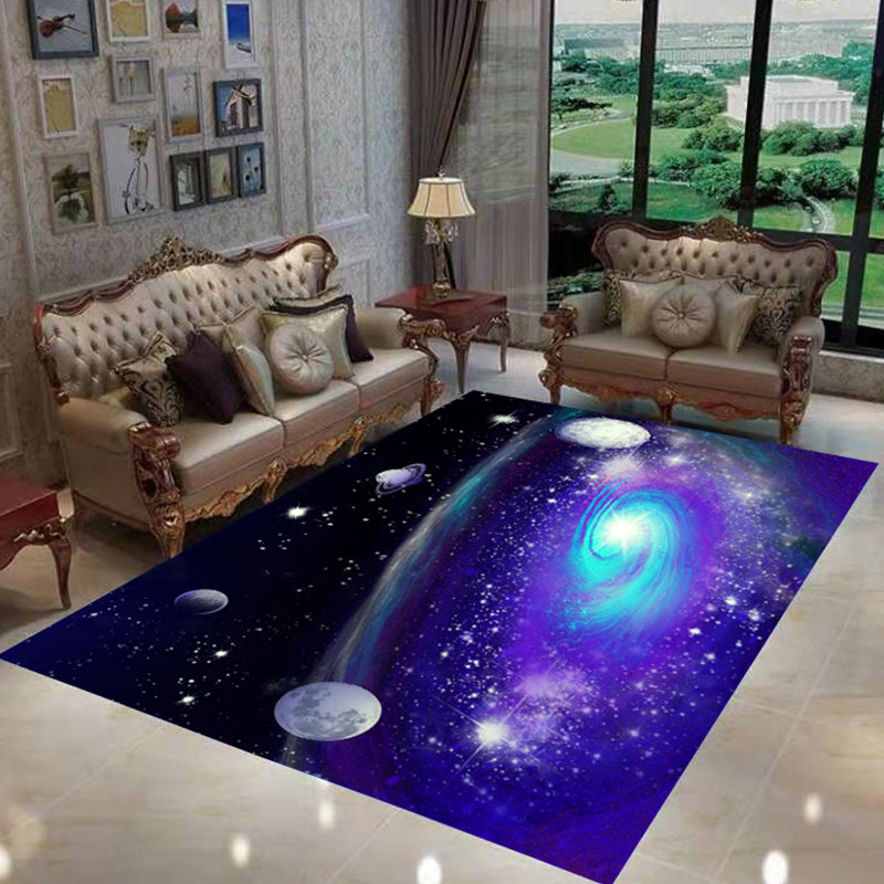 Natural Living Room Rug Multi-Color Space Print Rug Polypropylene Non-Slip Washable Area Carpet Blue-Purple Clearhalo 'Area Rug' 'Rug' 2253720