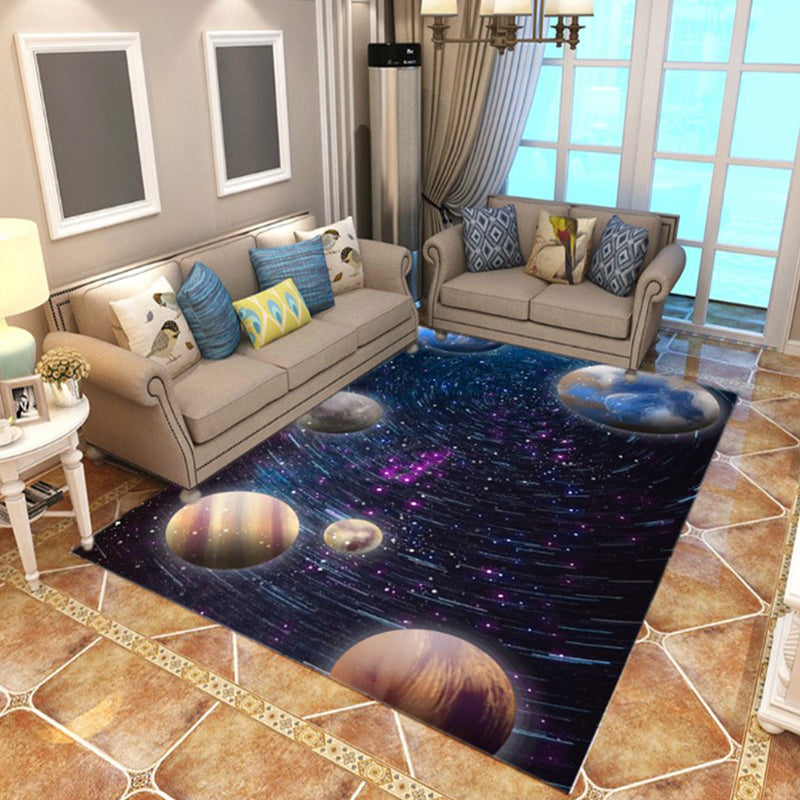 Natural Living Room Rug Multi-Color Space Print Rug Polypropylene Non-Slip Washable Area Carpet Black Clearhalo 'Area Rug' 'Rug' 2253722