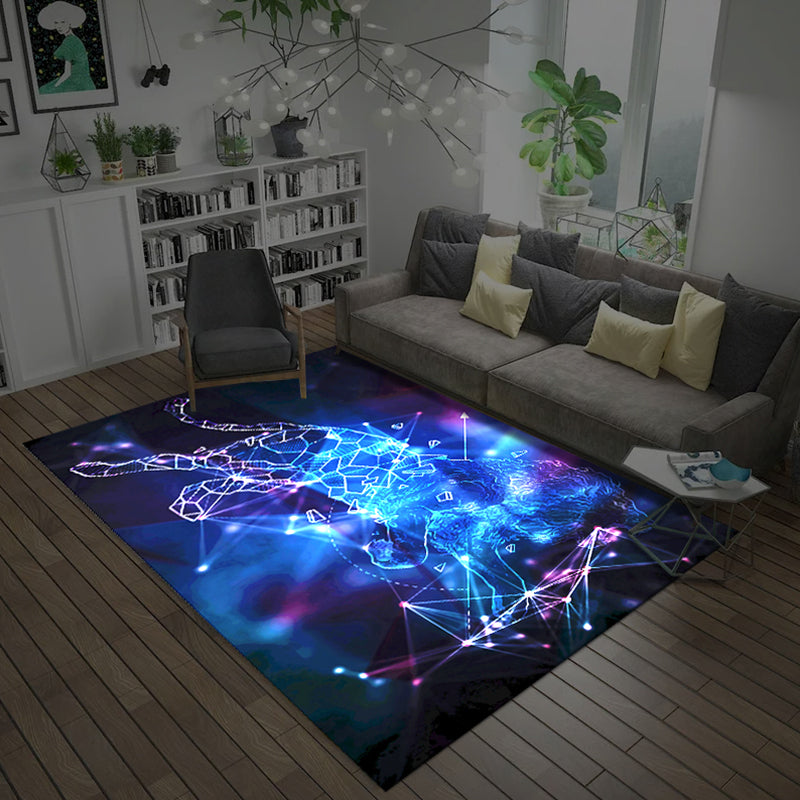 Natural Living Room Rug Multi-Color Space Print Rug Polypropylene Non-Slip Washable Area Carpet Blue Clearhalo 'Area Rug' 'Rug' 2253724