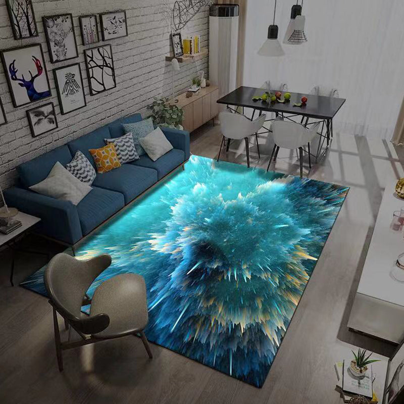 Multi Color Novelty Rug Polyster Space Pattern Area Rug Non-Slip Backing Machine Washable Carpet for Bedroom Aqua Clearhalo 'Area Rug' 'Rug' 2253739
