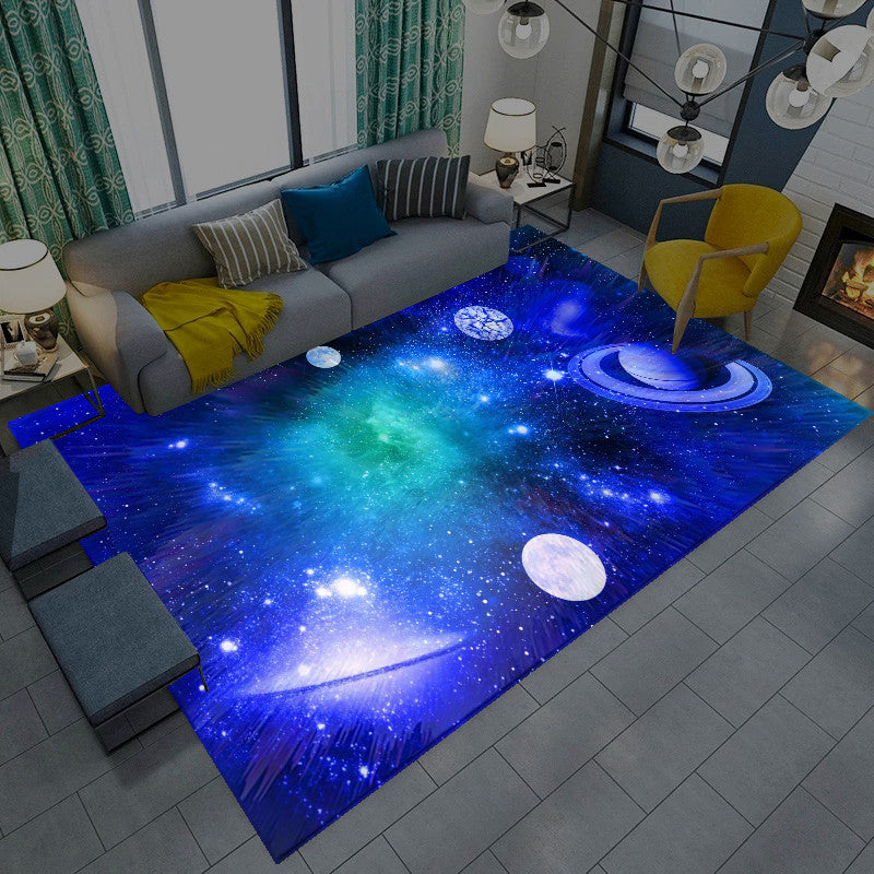 Casual Living Room Rug Multi-Color Space Print Carpet Polypropylene Anti-Slip Backing Indoor Rug Blue-Green Clearhalo 'Area Rug' 'Rug' 2253747