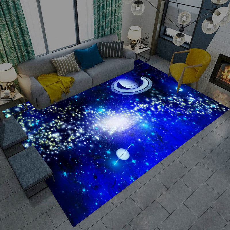 Casual Living Room Rug Multi-Color Space Print Carpet Polypropylene Anti-Slip Backing Indoor Rug Sky Blue Clearhalo 'Area Rug' 'Rug' 2253759