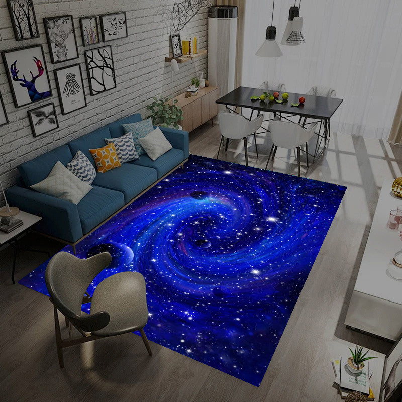 Casual Living Room Rug Multi-Color Space Print Carpet Polypropylene Anti-Slip Backing Indoor Rug Dark Blue Clearhalo 'Area Rug' 'Rug' 2253765