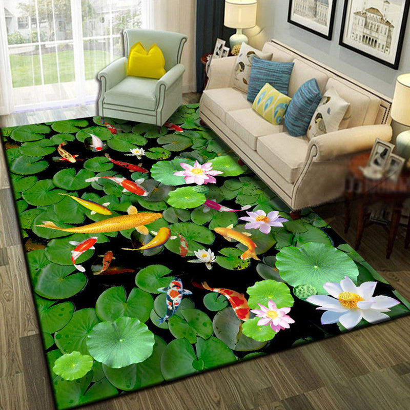 Relaxing Living Room Multi-Colored Animal Pattern Rug Synthetics Pet Friendly Washable Carpet Green Clearhalo 'Area Rug' 'Rug' 2253776