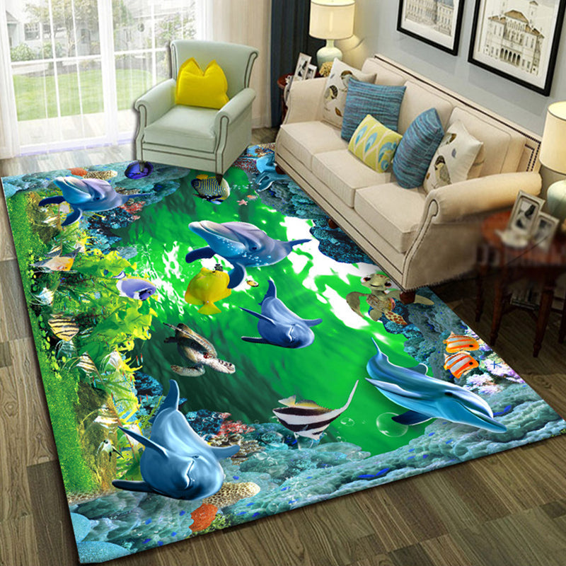 Relaxing Living Room Multi-Colored Animal Pattern Rug Synthetics Pet Friendly Washable Carpet Lemon Green Clearhalo 'Area Rug' 'Rug' 2253778