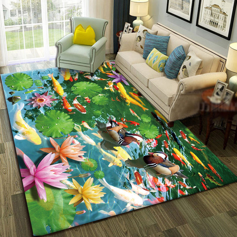 Relaxing Living Room Multi-Colored Animal Pattern Rug Synthetics Pet Friendly Washable Carpet Yellow Clearhalo 'Area Rug' 'Rug' 2253780