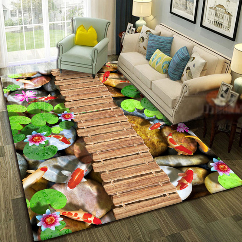 Relaxing Living Room Multi-Colored Animal Pattern Rug Synthetics Pet Friendly Washable Carpet Tan Clearhalo 'Area Rug' 'Rug' 2253781