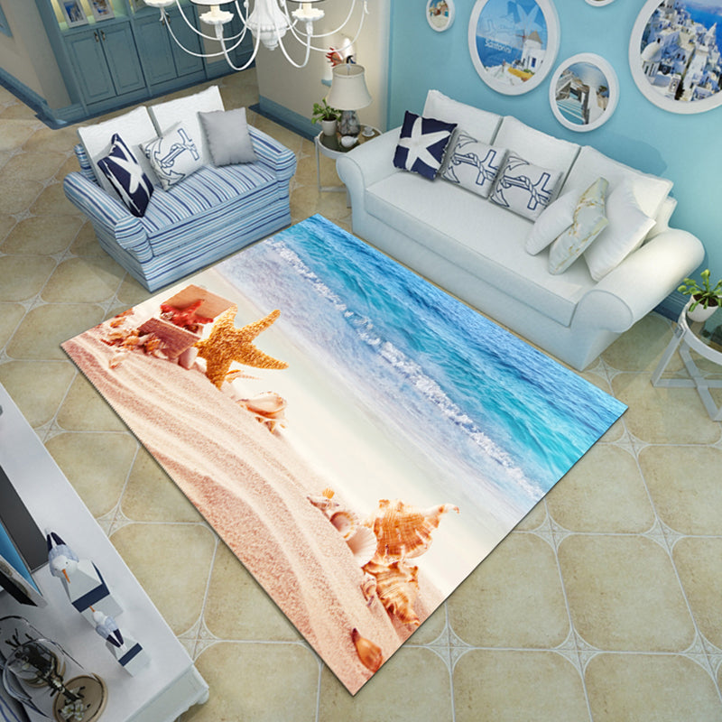 Novelty Living Room Rug Multi-Color Beach Pattern Carpet Polypropylene Anti-Slip Backing Washable Rug Brown Clearhalo 'Area Rug' 'Rug' 2253797