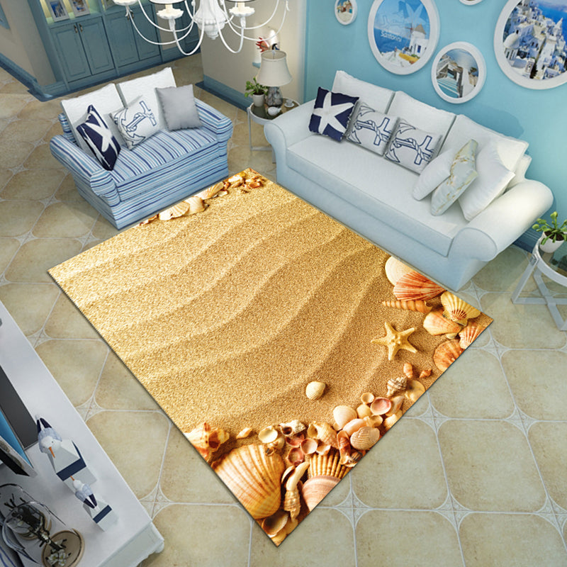 Novelty Living Room Rug Multi-Color Beach Pattern Carpet Polypropylene Anti-Slip Backing Washable Rug Tan Clearhalo 'Area Rug' 'Rug' 2253799