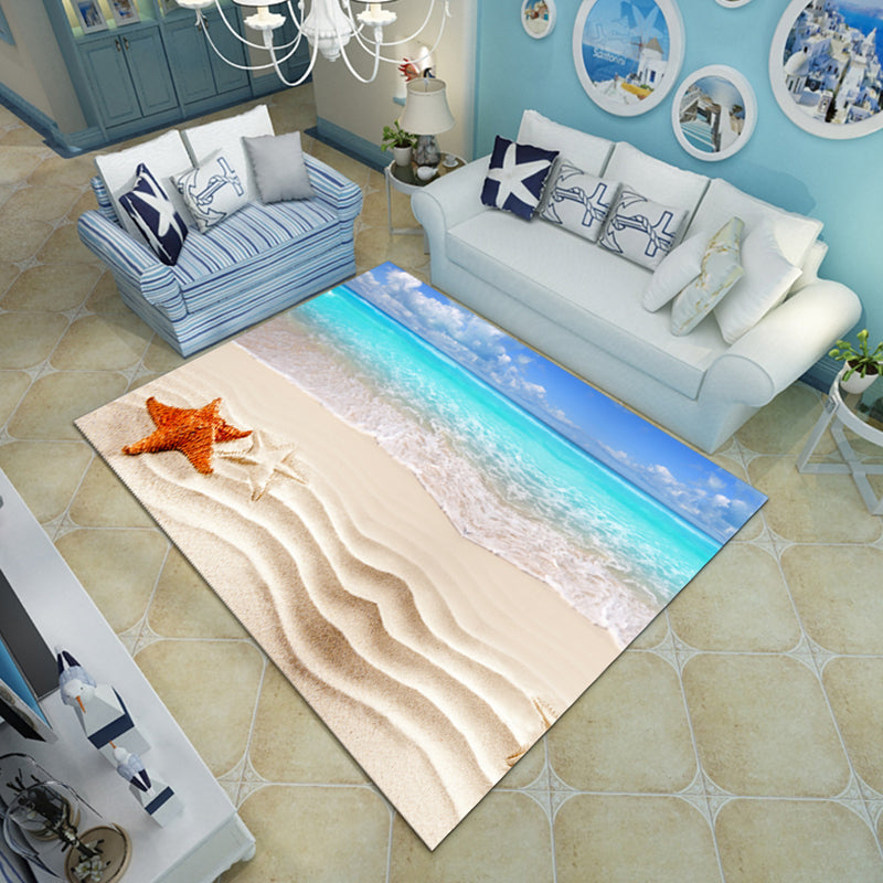 Novelty Living Room Rug Multi-Color Beach Pattern Carpet Polypropylene Anti-Slip Backing Washable Rug Lake Blue Clearhalo 'Area Rug' 'Rug' 2253801