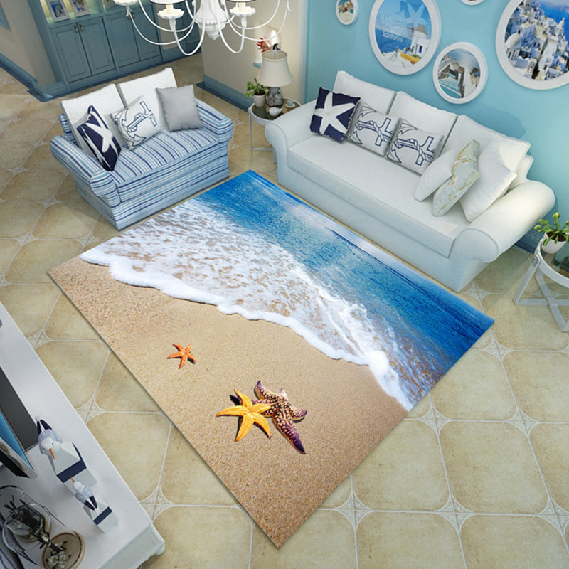 Novelty Living Room Rug Multi-Color Beach Pattern Carpet Polypropylene Anti-Slip Backing Washable Rug Blue Clearhalo 'Area Rug' 'Rug' 2253805