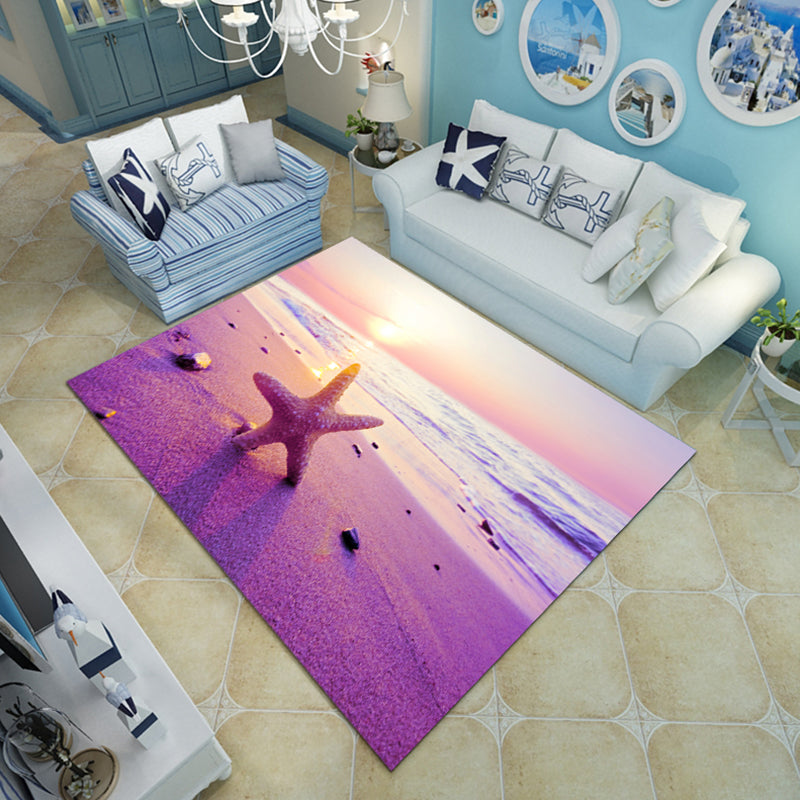 Novelty Living Room Rug Multi-Color Beach Pattern Carpet Polypropylene Anti-Slip Backing Washable Rug Grape Clearhalo 'Area Rug' 'Rug' 2253808