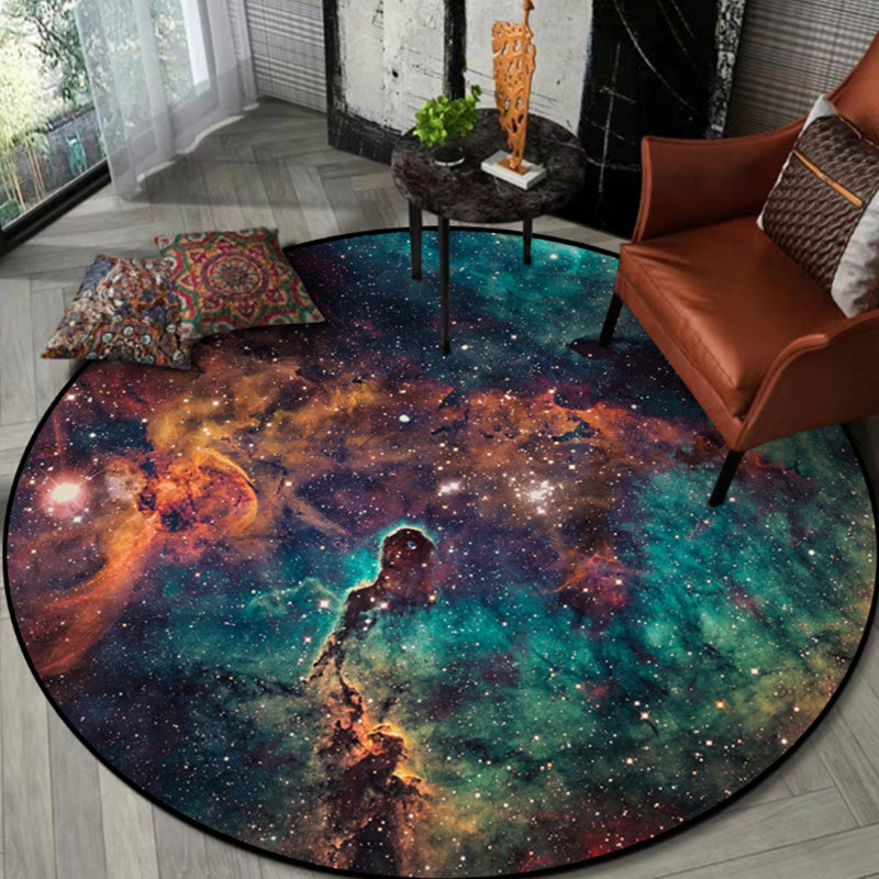 Modern Living Room Rug Multi-Color Space Pattern Area Carpet Pet Friendly Easy Care Indoor Rug Green Clearhalo 'Area Rug' 'Rug' 2253895