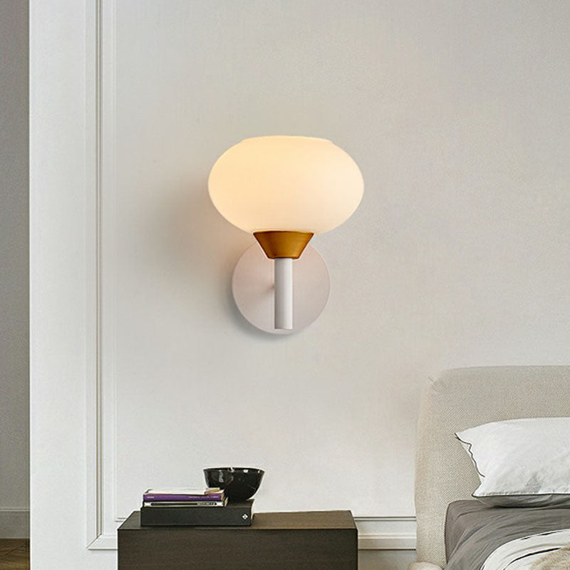 White Bud Shaped Wall Light Sconce Nordic 1 Bulb Opal Glass Wall Mounted Light Fixture Clearhalo 'Cast Iron' 'Glass' 'Industrial' 'Modern wall lights' 'Modern' 'Tiffany' 'Traditional wall lights' 'Wall Lamps & Sconces' 'Wall Lights' Lighting' 2254482