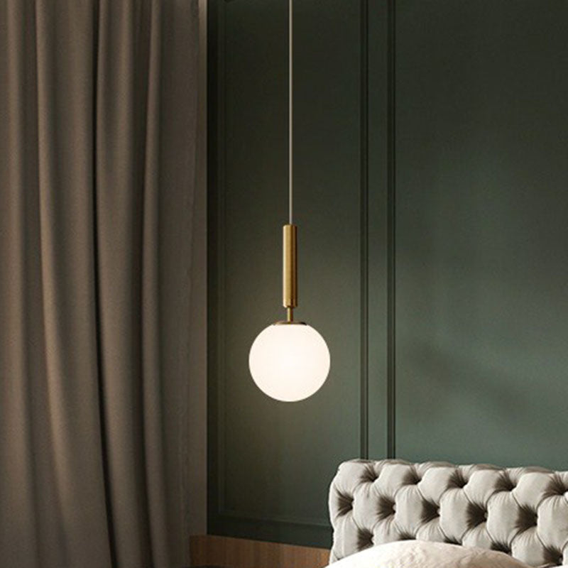 Post-Modern Style Ball Pendant Light Glass 1 Bulb Bedroom Suspended Lighting Fixture Clearhalo 'Ceiling Lights' 'Modern Pendants' 'Modern' 'Pendant Lights' 'Pendants' Lighting' 2254803