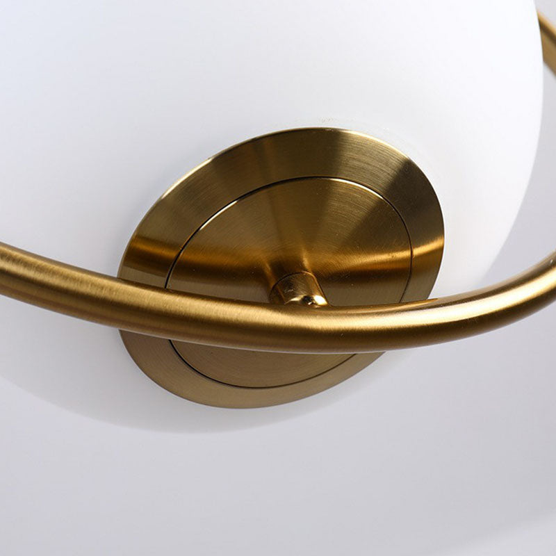 Globe Hanging Lamp Kit Postmodern Style White Glass 1-Head Gold Pendant Light for Restaurant Clearhalo 'Ceiling Lights' 'Modern Pendants' 'Modern' 'Pendant Lights' 'Pendants' Lighting' 2254859