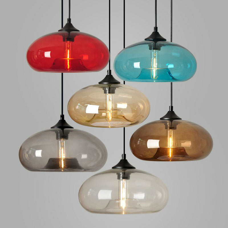 Modern Ellipse Suspension Lamp Glass 1 Head Dining Table Pendant Light Fixture in Black Clearhalo 'Ceiling Lights' 'Modern Pendants' 'Modern' 'Pendant Lights' 'Pendants' Lighting' 2254999