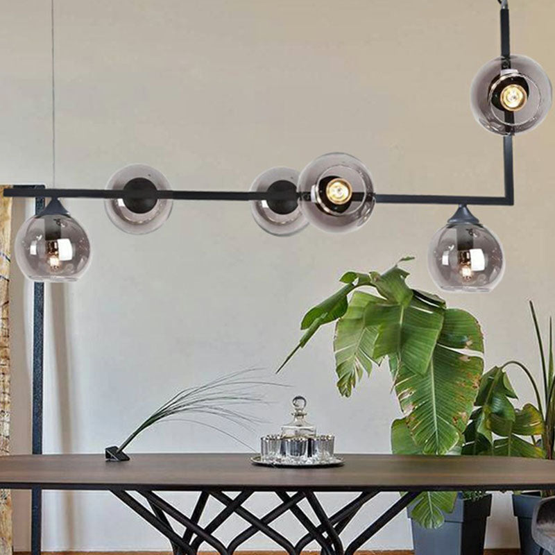 Dome Glass Island Ceiling Light Postmodernism 6 Heads Hanging Lamp for Dining Table Clearhalo 'Ceiling Lights' 'Island Lights' Lighting' 2255173