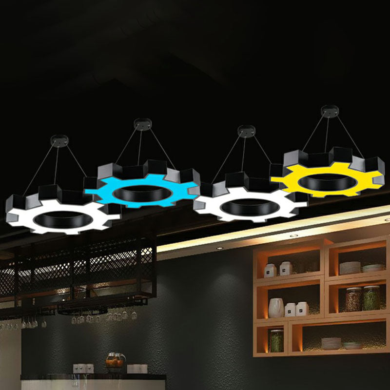 Gear Conference Room LED Ceiling Lighting Acrylic Modern Chandelier Light Fixture in Black Clearhalo 'Ceiling Lights' 'Chandeliers' 'Modern Chandeliers' 'Modern' Lighting' 2255186