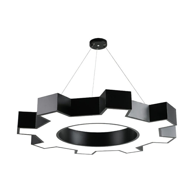 Gear Conference Room LED Ceiling Lighting Acrylic Modern Chandelier Light Fixture in Black Clearhalo 'Ceiling Lights' 'Chandeliers' 'Modern Chandeliers' 'Modern' Lighting' 2255190
